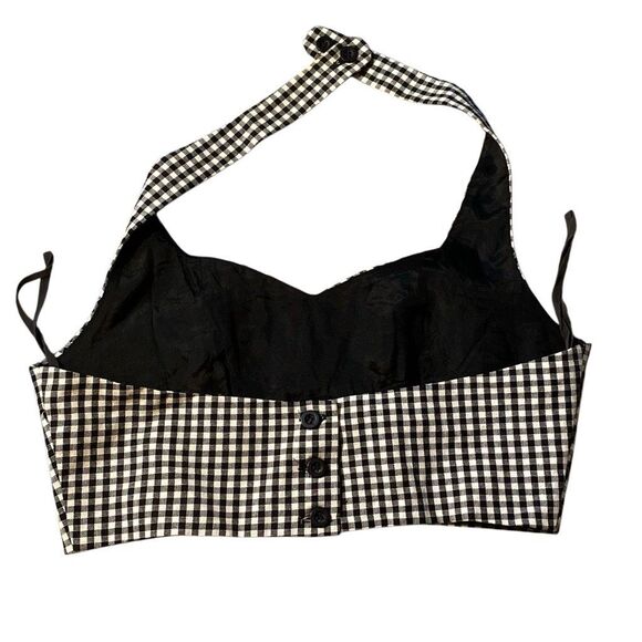 Vintage Streetwear USA Brand black and white gingham pinup crop top halter M - Picture 6 of 6